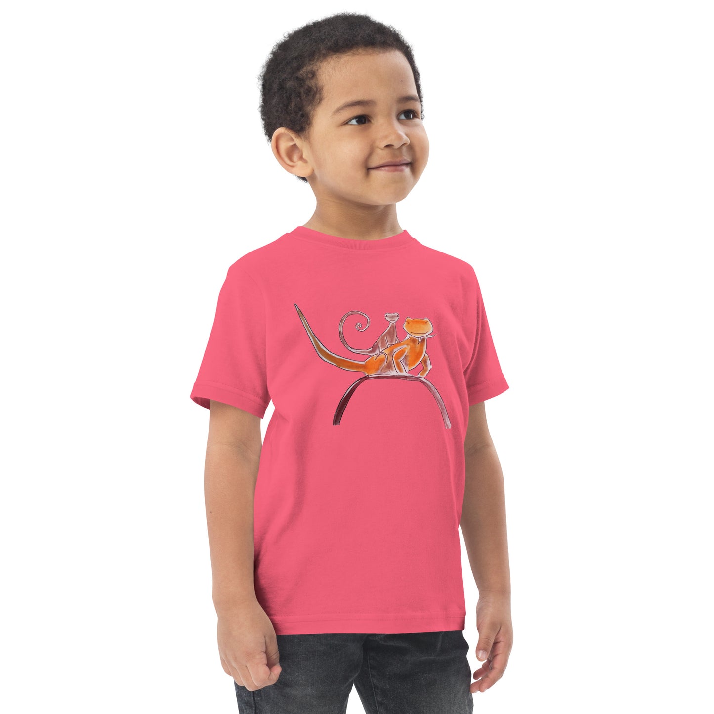 Curly on Rex Toddler jersey t-shirt