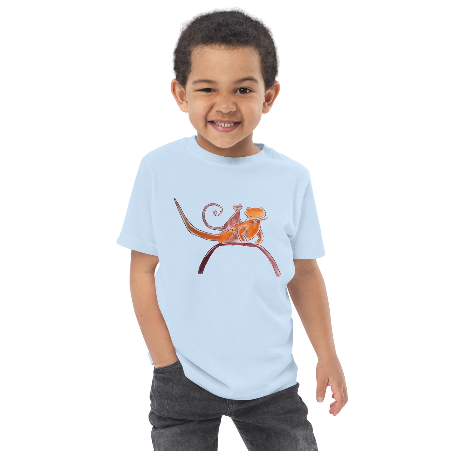 Curly on Rex Toddler jersey t-shirt