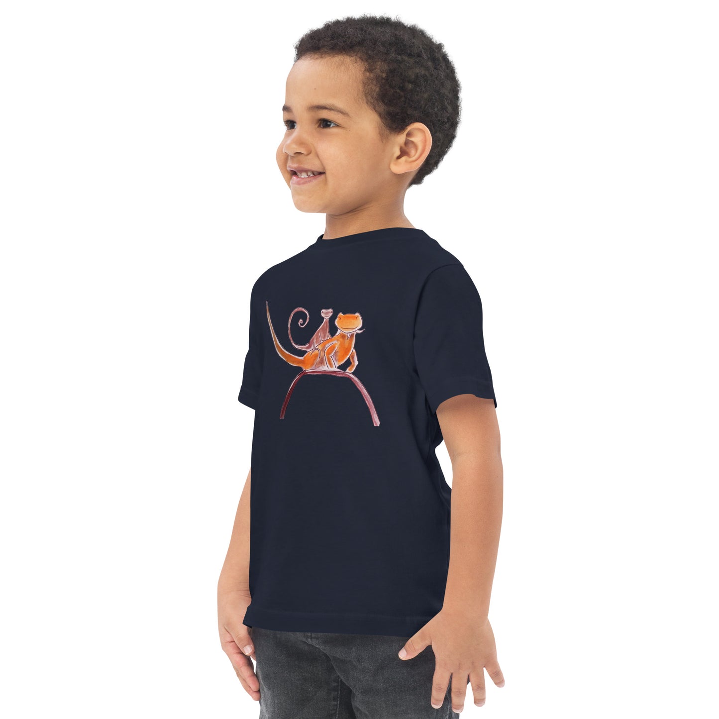 Curly on Rex Toddler jersey t-shirt